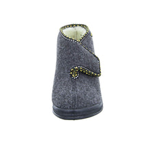 Laden Sie das Bild in den Galerie-Viewer, Intermax Damen Hausschuh Stiefel mit Klettverschuss, gefüttert Schurwolle, Filz anthrazit