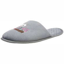 Laden Sie das Bild in den Galerie-Viewer, Intermax Damen Weicher Samt Hausschuh Pantoffel Motiv Eule
