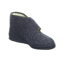 Laden Sie das Bild in den Galerie-Viewer, Intermax Damen Hausschuh Stiefel mit Klettverschuss, gefüttert Schurwolle, Filz anthrazit
