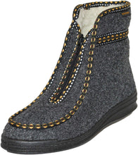 Laden Sie das Bild in den Galerie-Viewer, Intermax Damen Hausschuh mit Reißverschluß, warm gefüttert mit Schurwolle anthrazit