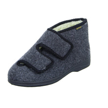 Laden Sie das Bild in den Galerie-Viewer, Intermax Herren Hoher Hausschuh mit Doppelklett, gefüttert Schurwolle, Filz anthrazit